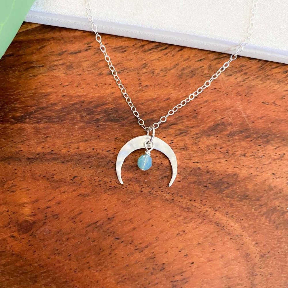 Silver Hammered Crescent Moon Necklace